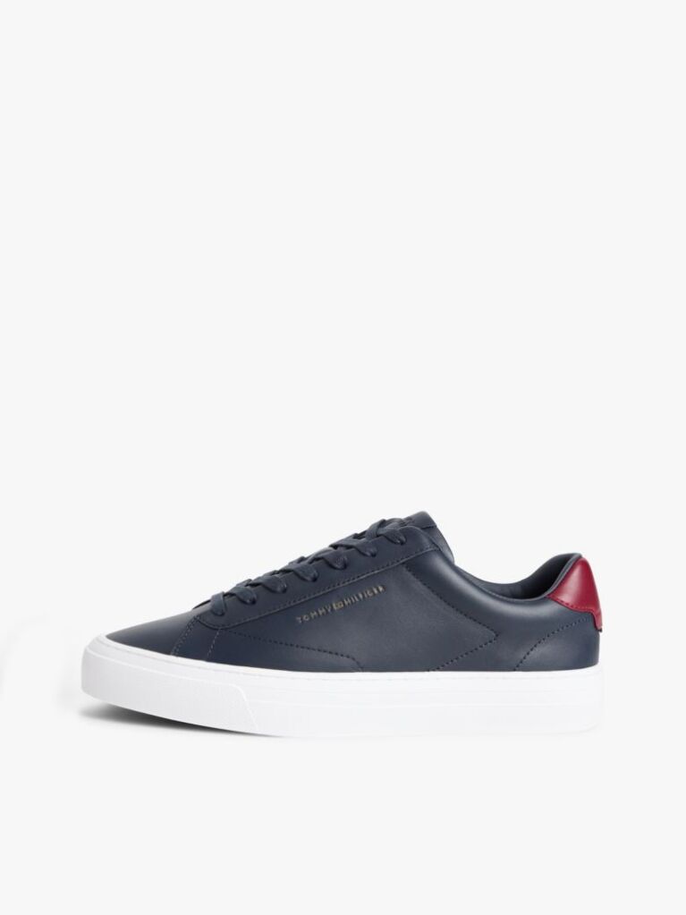 Blue Leather Cupsole Trainers  Men