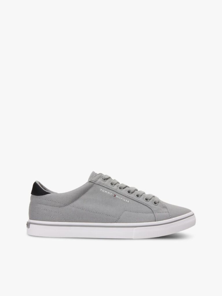 Grey Canvas Embossed Trainers  Men
