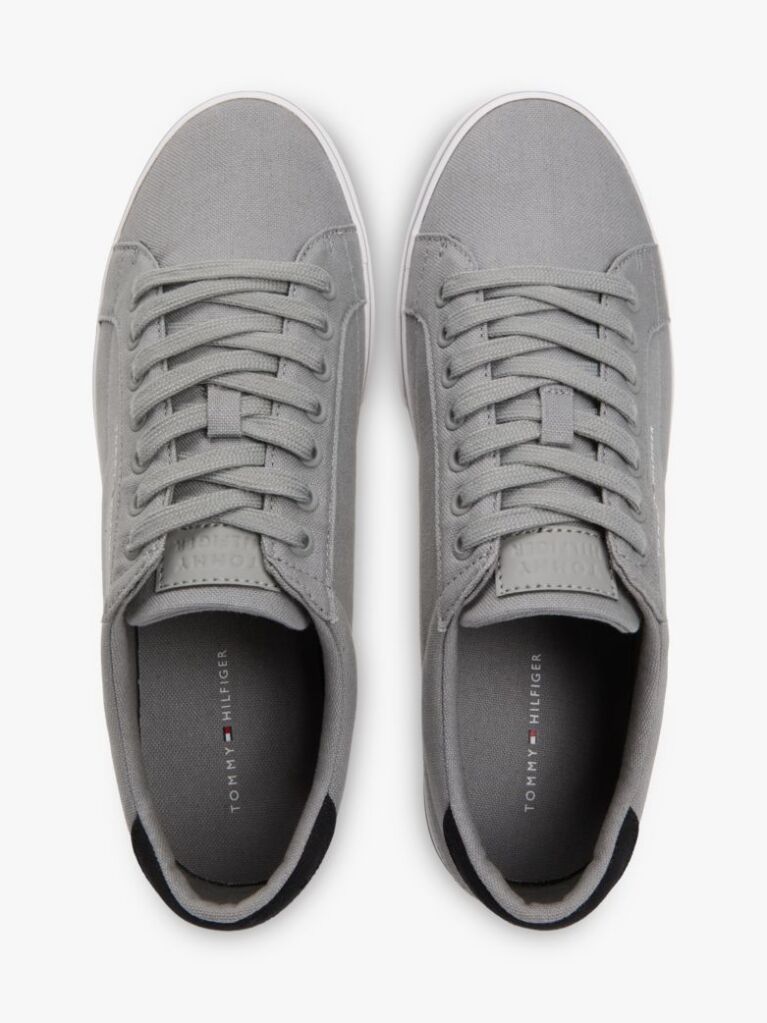 Grey Canvas Embossed Trainers  Men