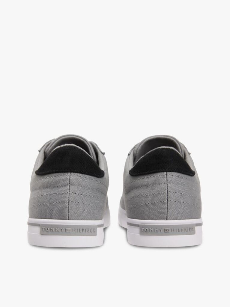 Grey Canvas Embossed Trainers  Men