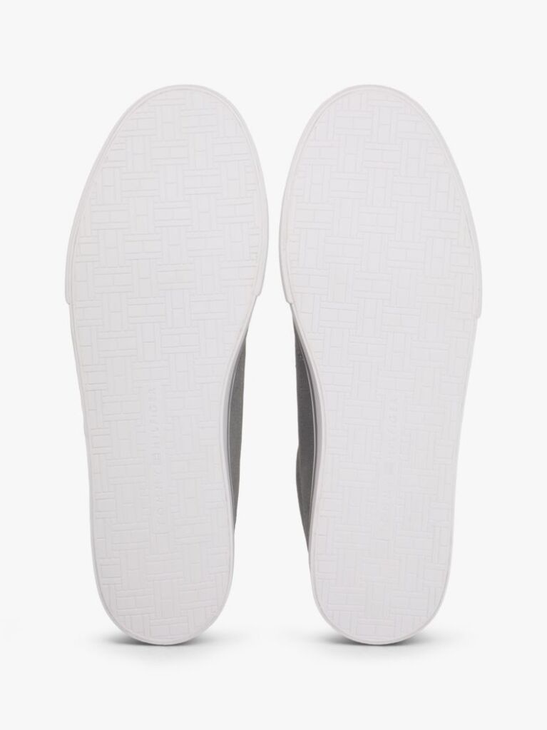 Grey Canvas Embossed Trainers  Men