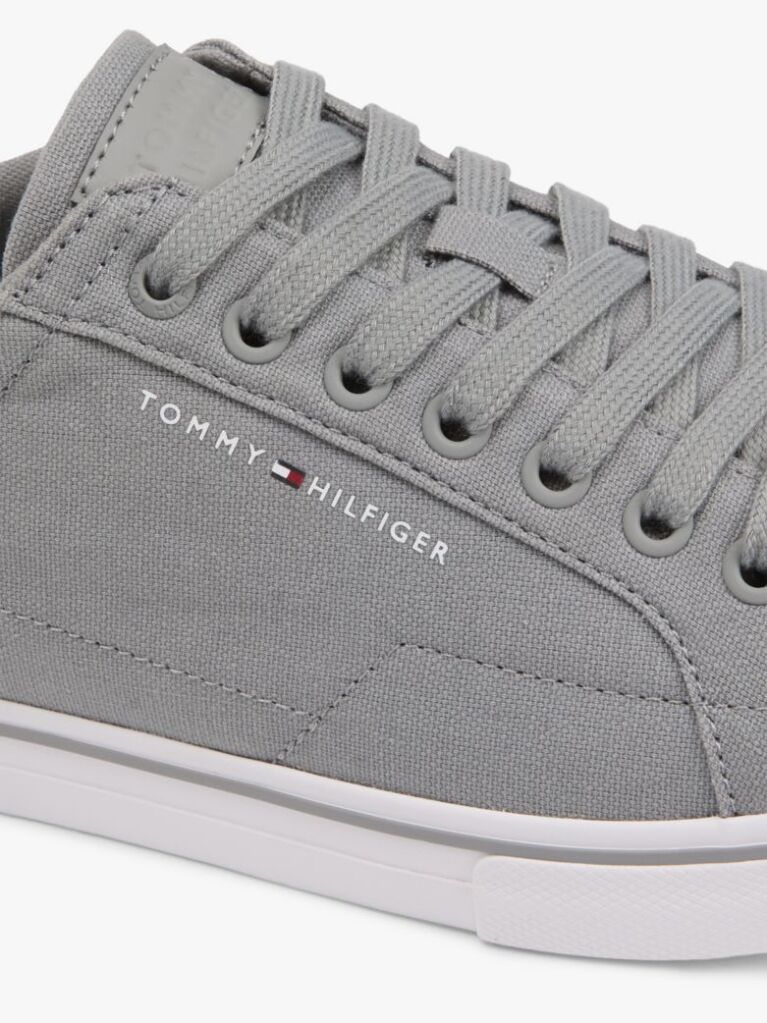 Grey Canvas Embossed Trainers  Men