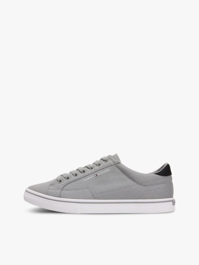 Grey Canvas Embossed Trainers  Men
