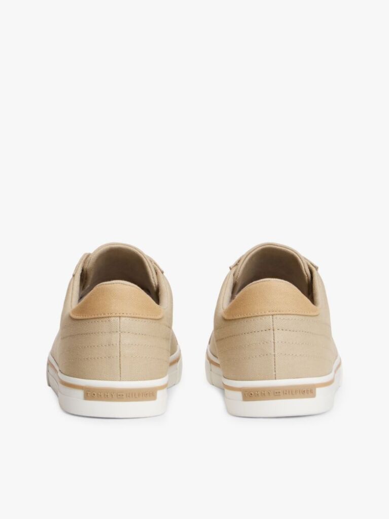 Beige Canvas Embossed Trainers  Men