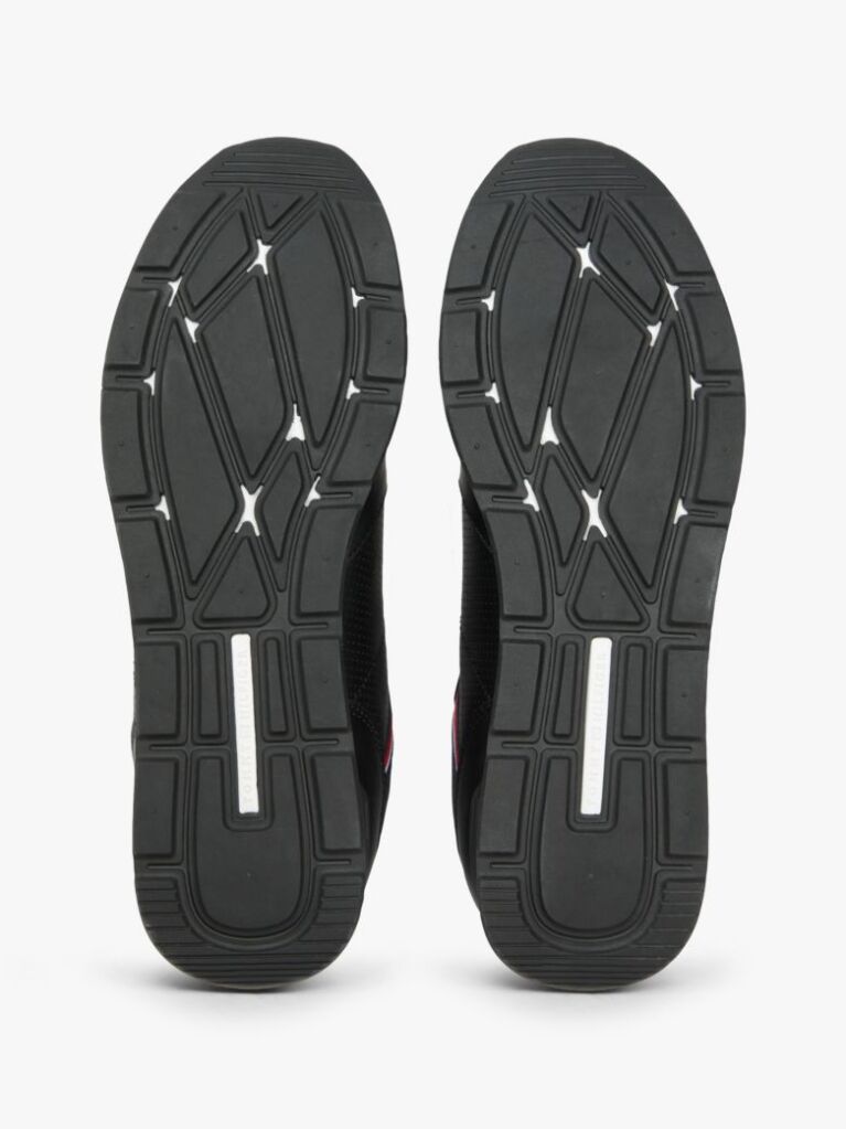Black Signature Tape Trainers With Leather  Men