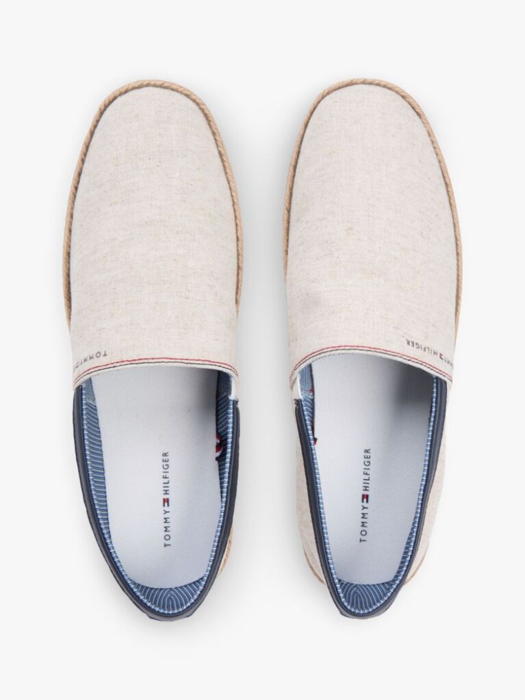 White Linen Chambray Espadrilles  Men