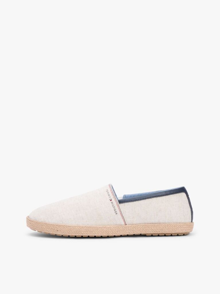 White Linen Chambray Espadrilles  Men