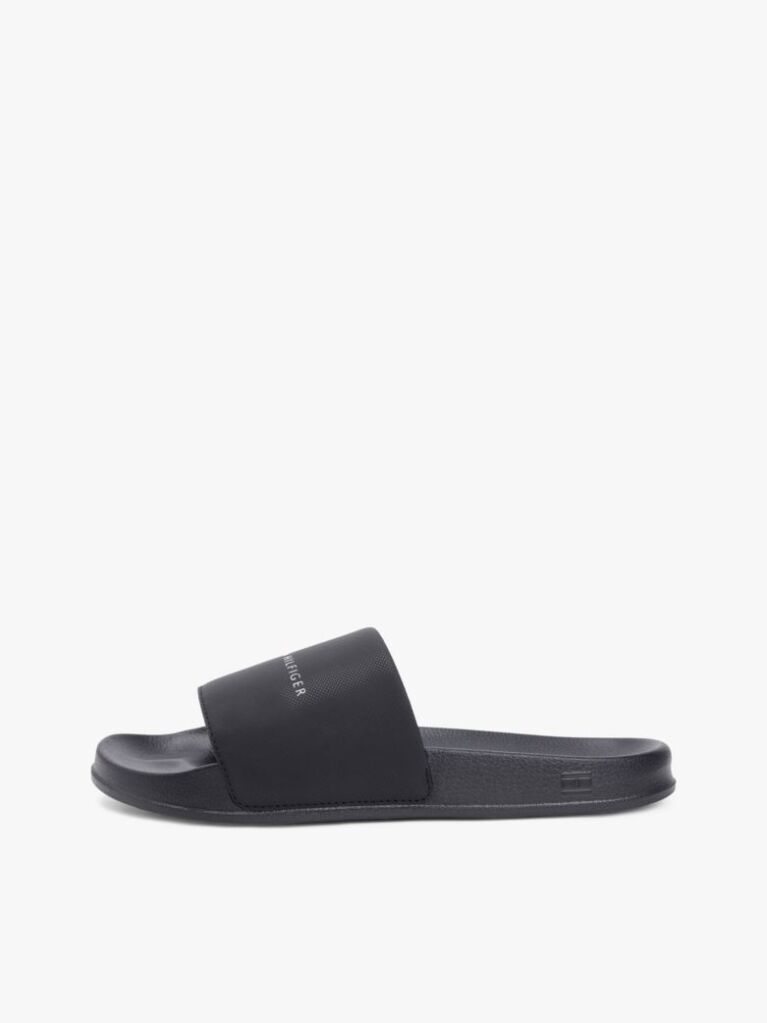 Black Logo Textured Pool Slides  Men