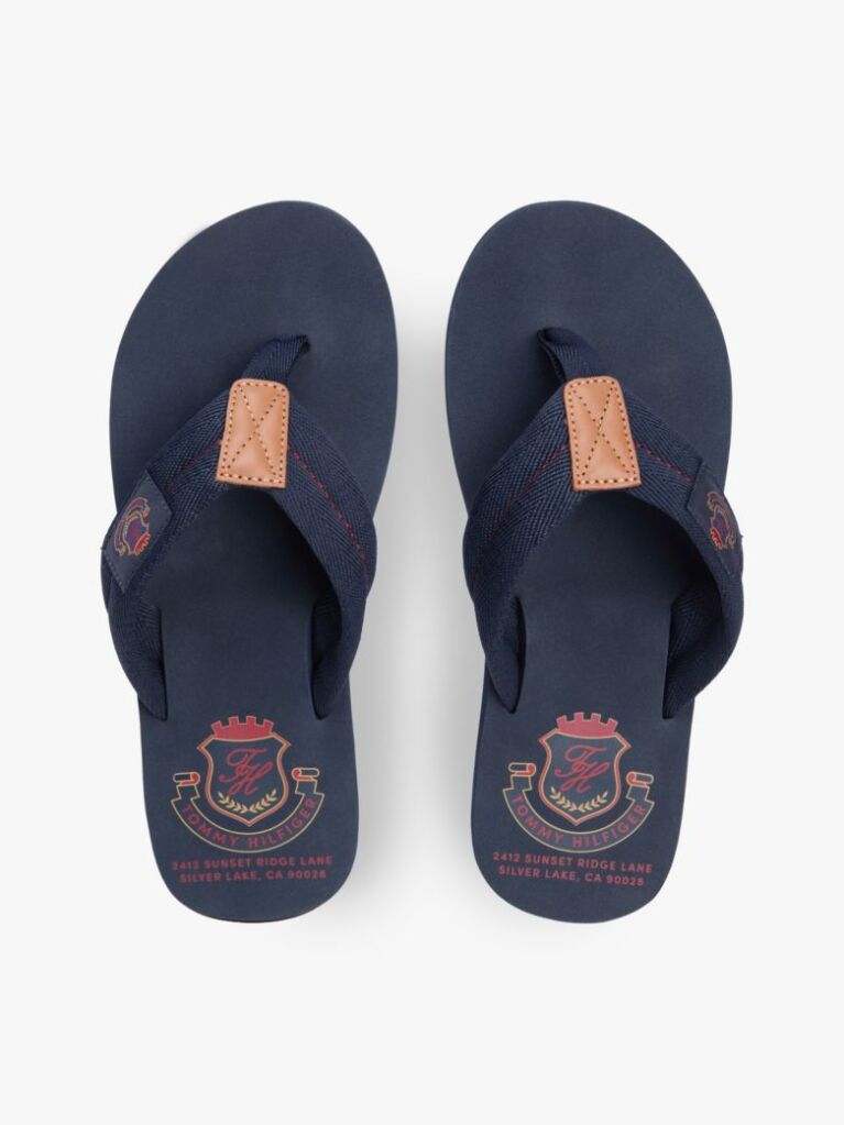 Blue Crest Patch Webbing Strap Flip-Flops  Men