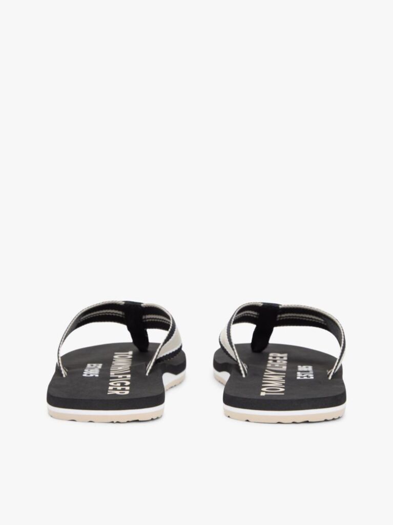 Black Webbing Strap Logo Flip-Flops  Men
