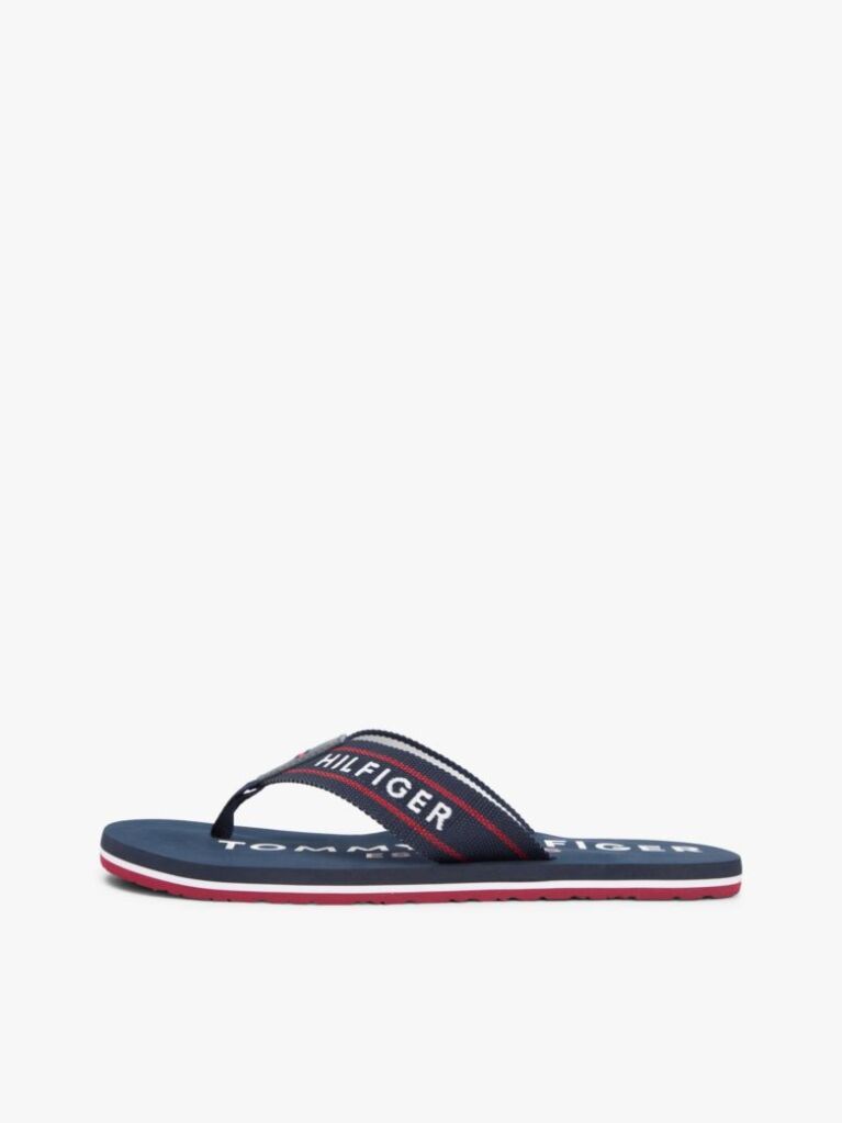 Blue Webbing Strap Logo Flip-Flops  Men