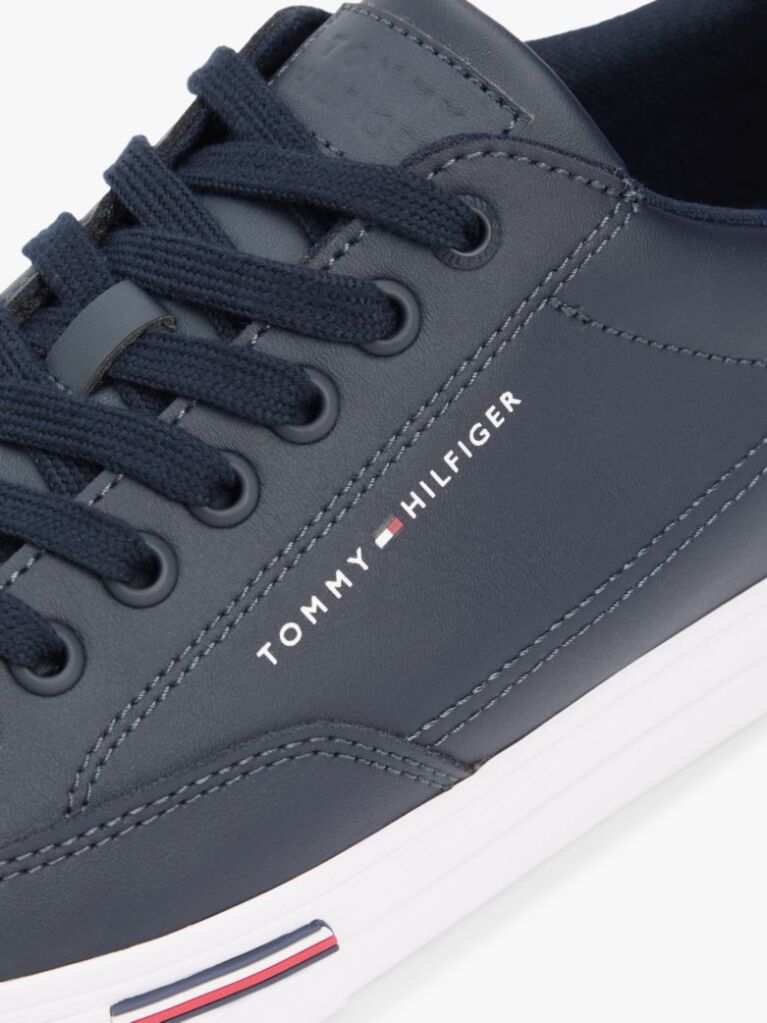 Blue Signature Midsole Lace-Up Trainers With Leather  Men