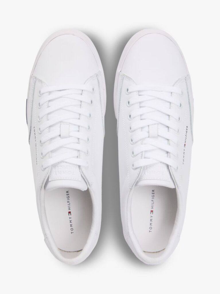 White Signature Midsole Lace-Up Trainers With Leather  Men