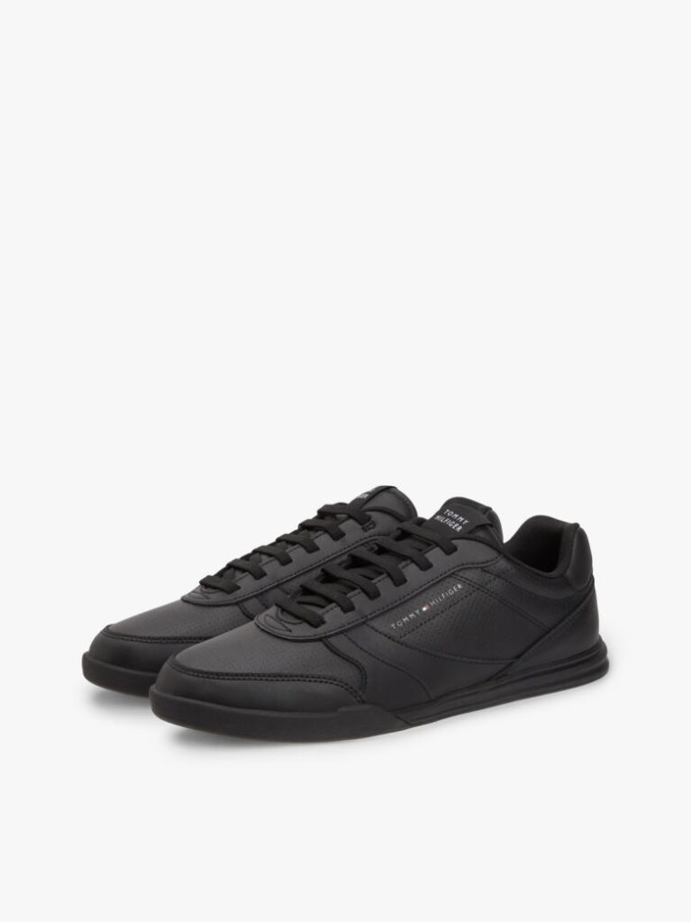 Black Contrast Heel Trainers With Leather  Men