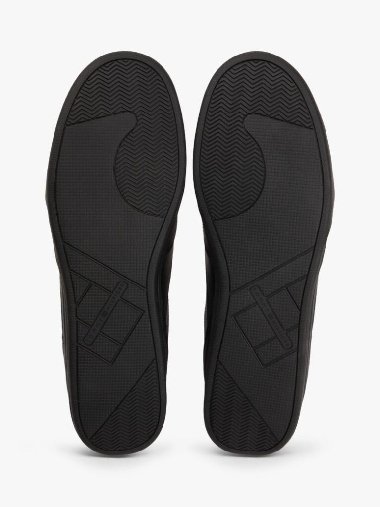 Black Contrast Heel Trainers With Leather  Men