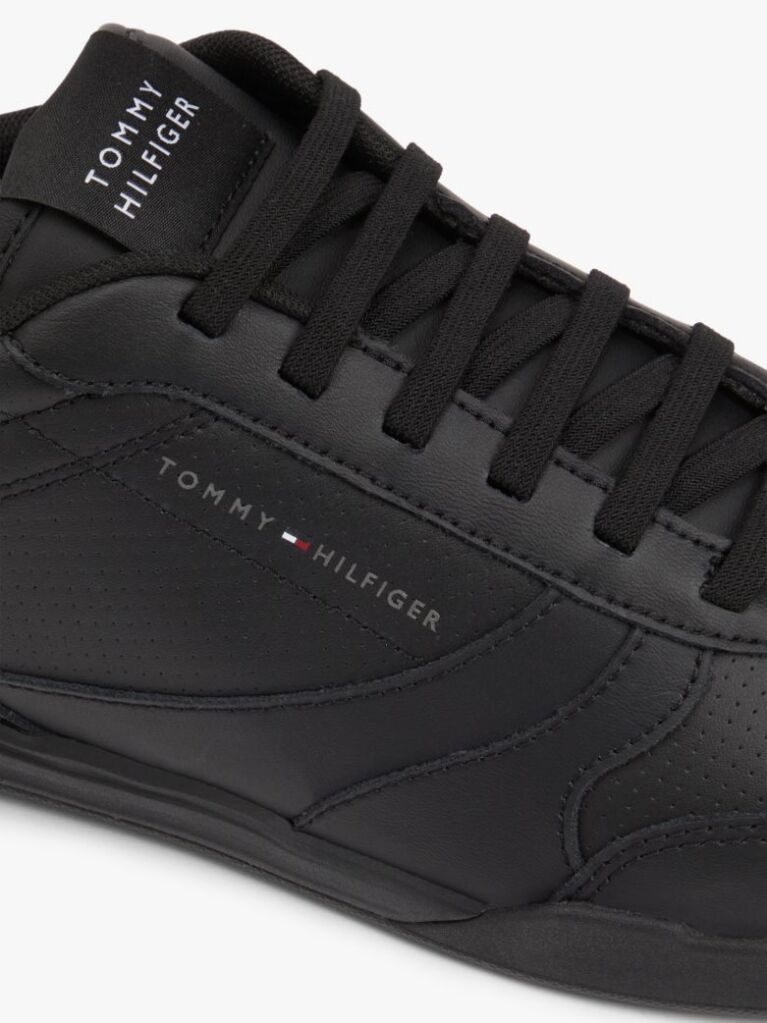 Black Contrast Heel Trainers With Leather  Men