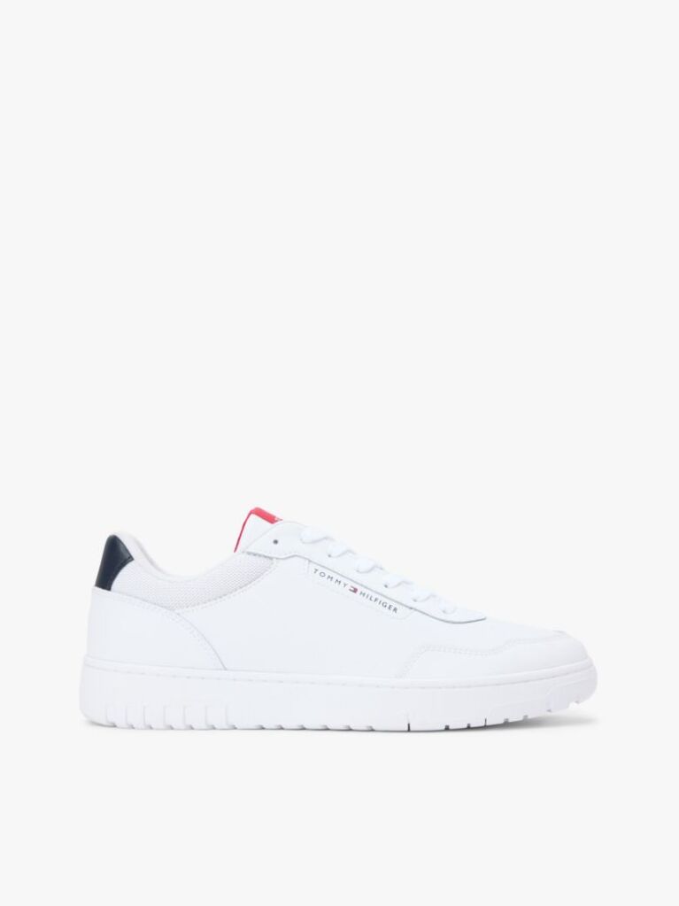 White Fine Cleat Basketball Trainers With Leather  Men