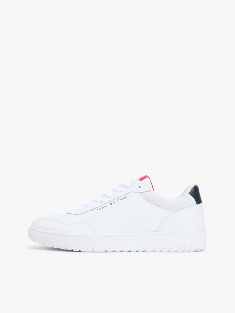 White Fine Cleat Basketball Trainers With Leather  Men