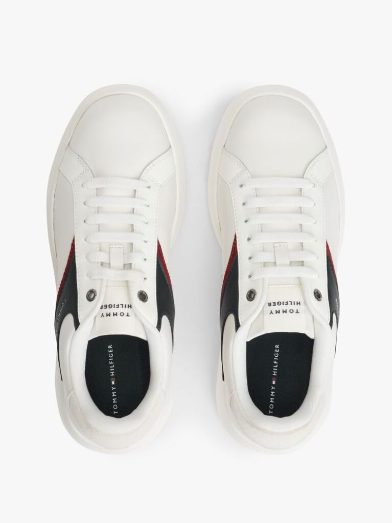 White Leather Cupsole Trainers  Men