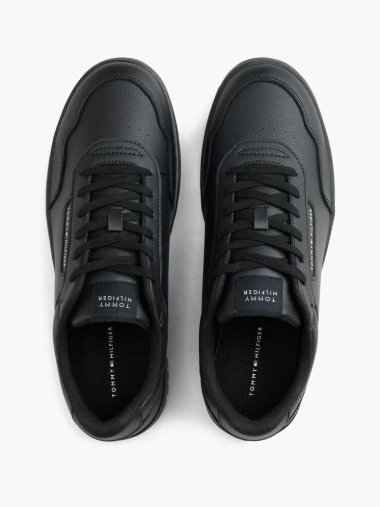 Black Mixed Texture Basketball Trainers With Leather  Men