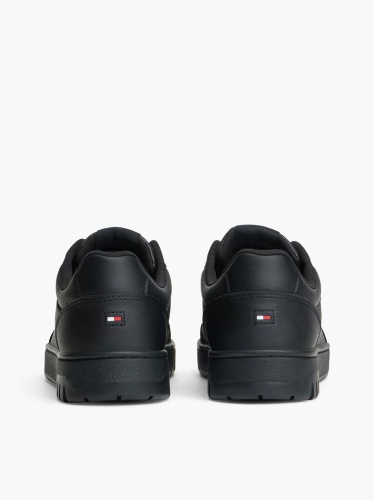 Black Mixed Texture Basketball Trainers With Leather  Men