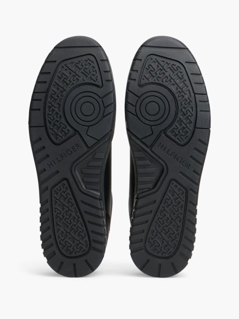 Black Mixed Texture Basketball Trainers With Leather  Men