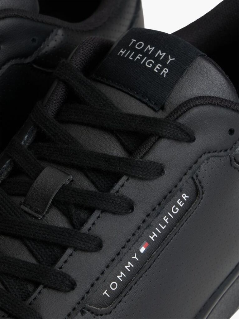 Black Mixed Texture Basketball Trainers With Leather  Men
