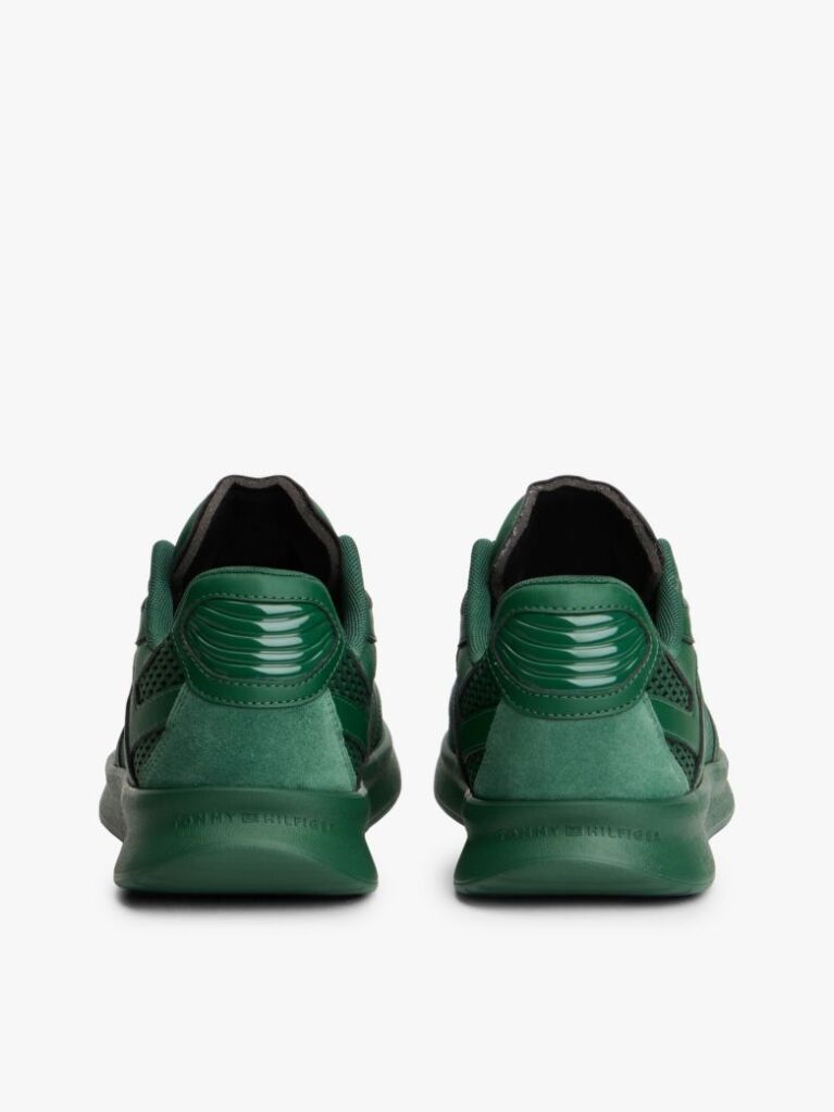 Green Lightweight Mixed Texture Trainers  Men