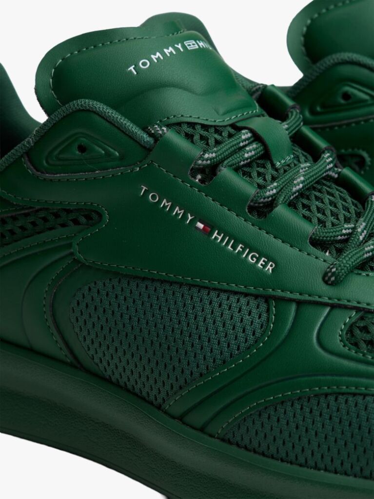 Green Lightweight Mixed Texture Trainers  Men