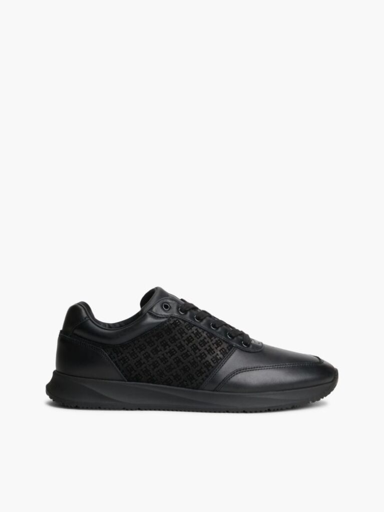 Black TH Monogram Leather Runner Trainers  Men