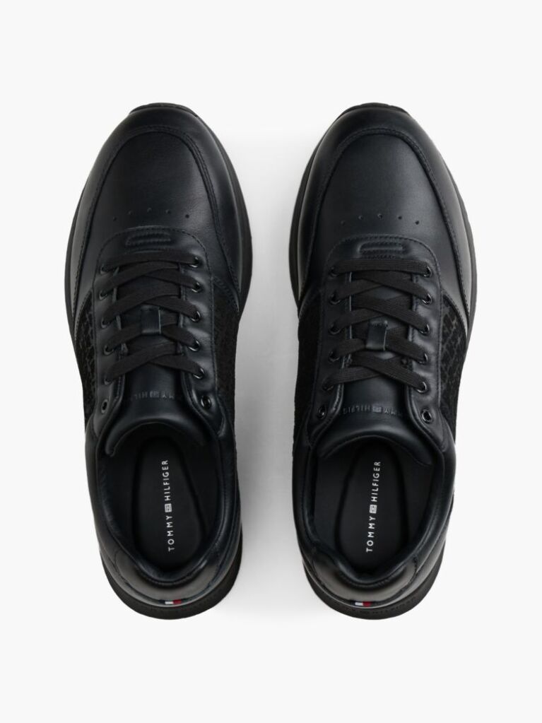 Black TH Monogram Leather Runner Trainers  Men