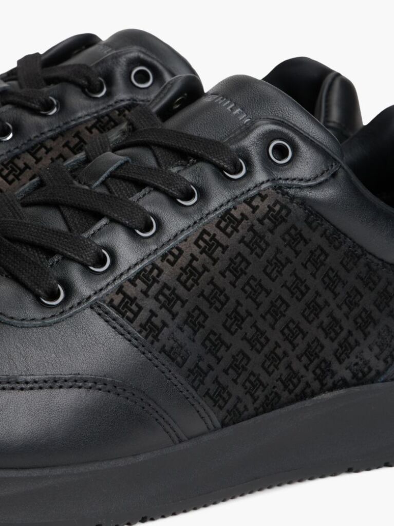 Black TH Monogram Leather Runner Trainers  Men