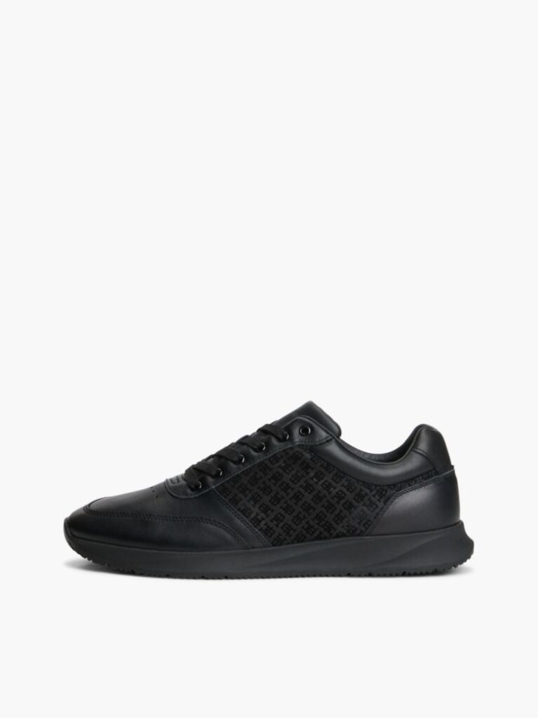 Black TH Monogram Leather Runner Trainers  Men