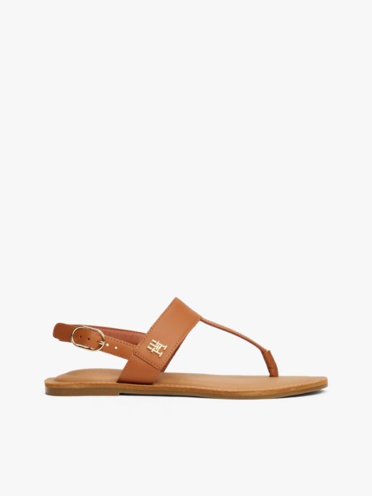 Brown Leather Toe Post Sandals  Women