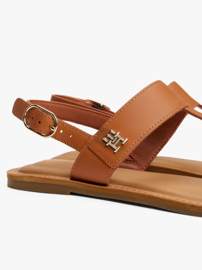 Brown Leather Toe Post Sandals  Women