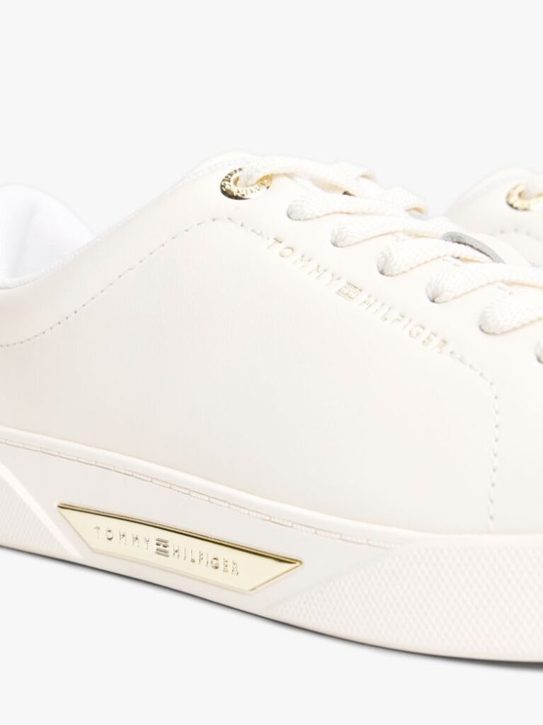 Beige Leather Court Sneakers  Women