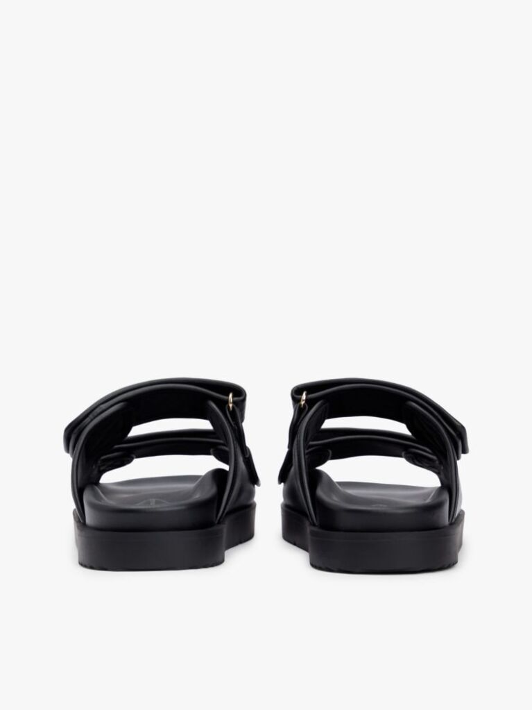 Black Leather TH Monogram Double Strap Sandals  Women