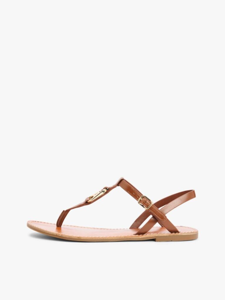 Brown Leather TH Monogram Strap Sandals  Women