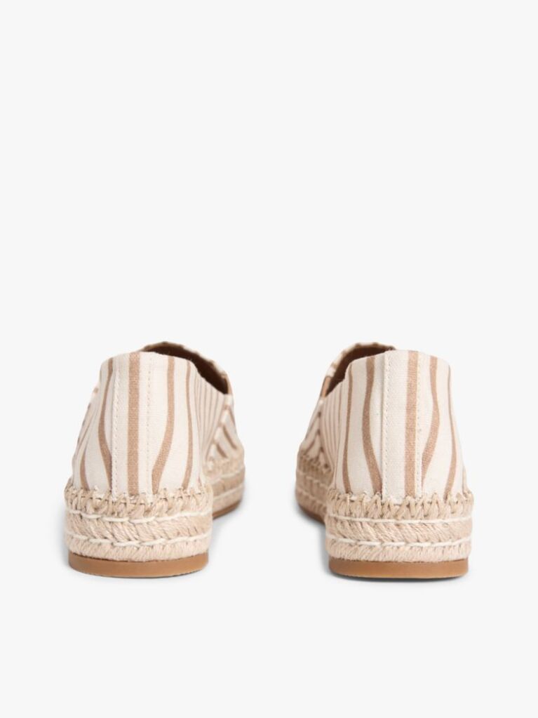 Beige Canvas Stripe TH Monogram Platform Espadrilles  Women