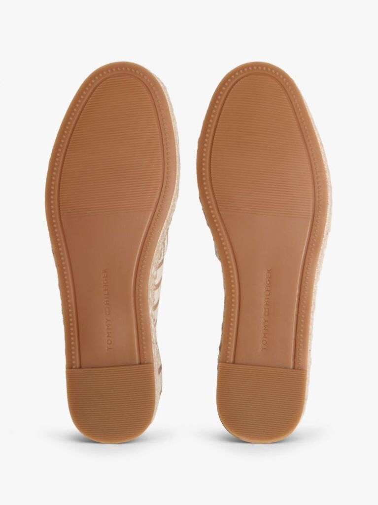 Beige Canvas Stripe TH Monogram Platform Espadrilles  Women