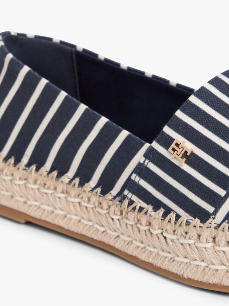 Blue Canvas Stripe TH Monogram Platform Espadrilles  Women