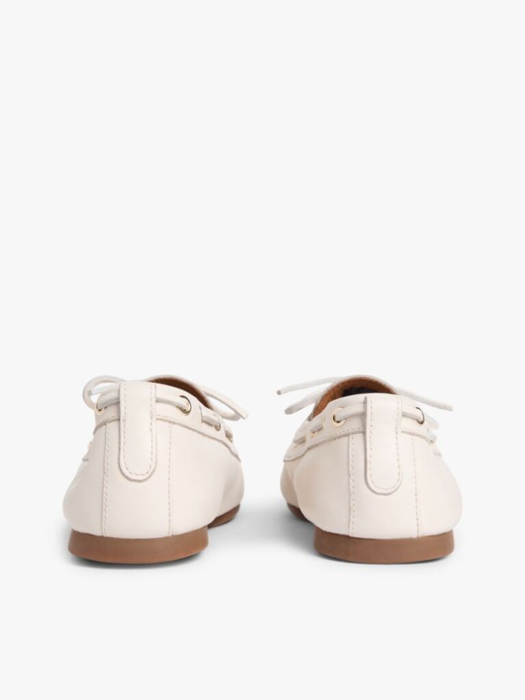 Beige Leather TH Monogram Boat Shoes  Women