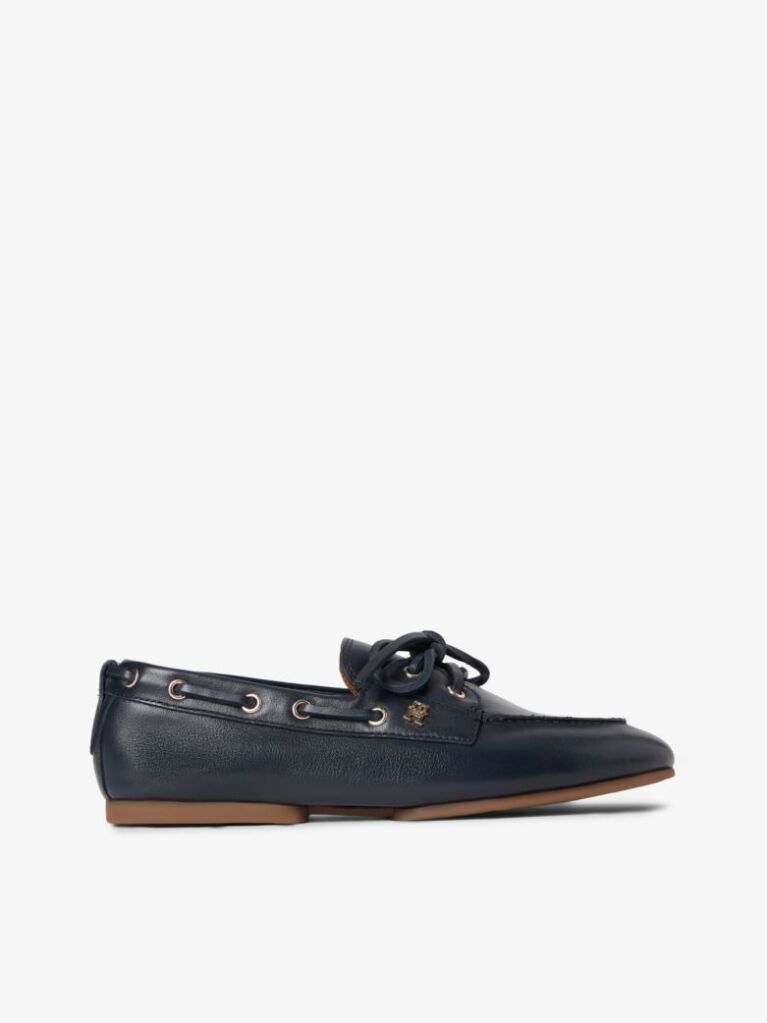 Blue Leather TH Monogram Boat Shoes  Women