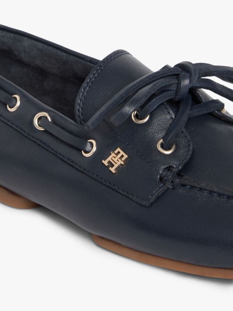 Blue Leather TH Monogram Boat Shoes  Women