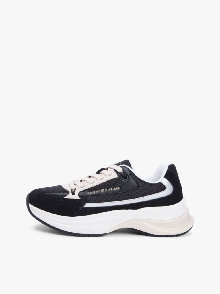 Black Suede Chunky Lace-Up Trainers  Women