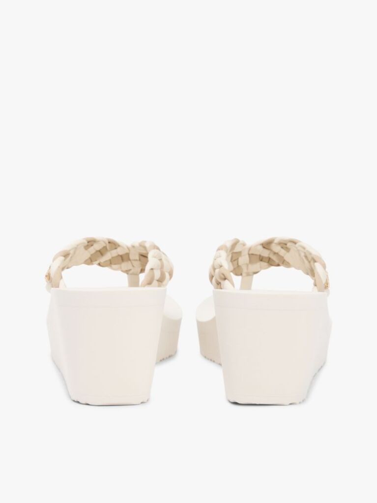 Beige Braided Strap Wedge Flip-Flops  Women