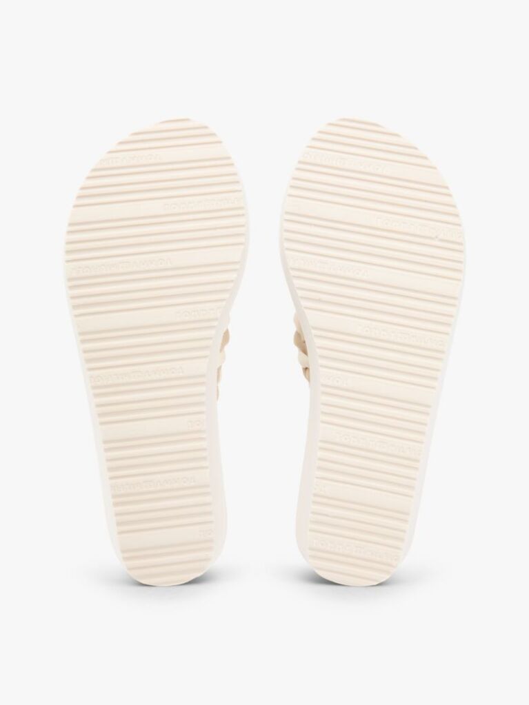 Beige Braided Strap Wedge Flip-Flops  Women