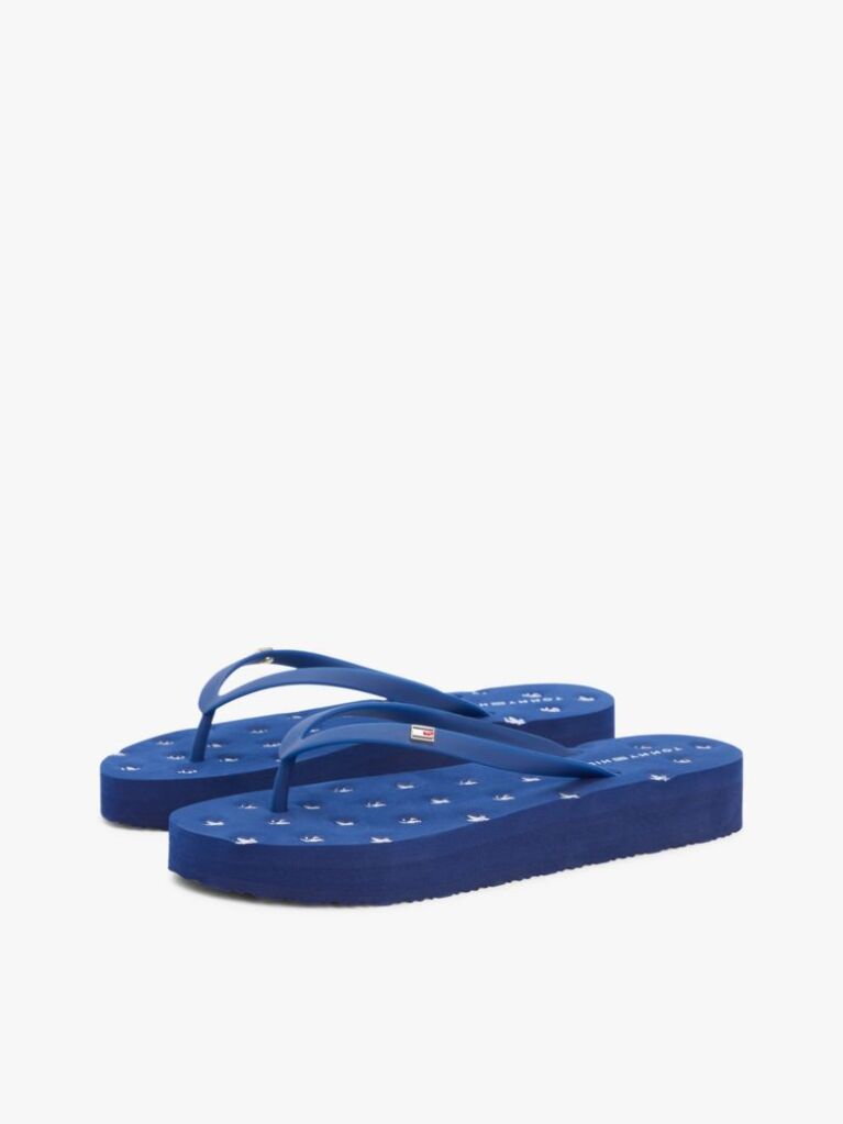 Blue Repeat Logo Platform Flip-Flops  Women