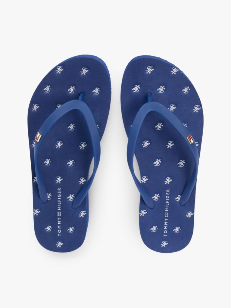 Blue Repeat Logo Platform Flip-Flops  Women