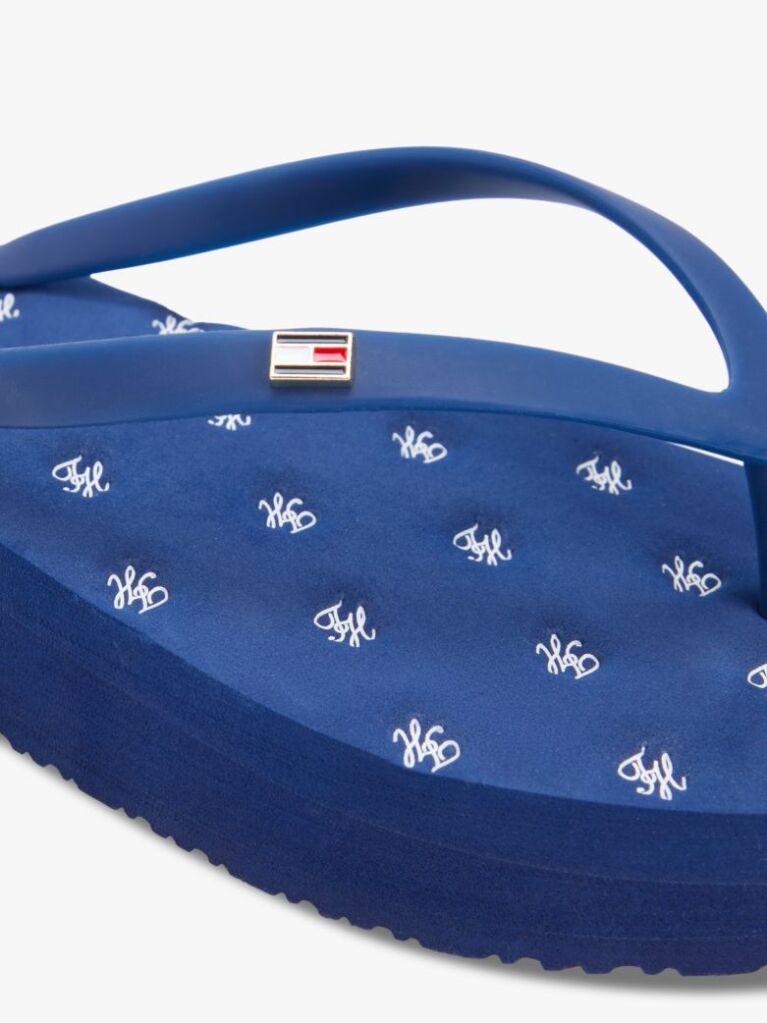 Blue Repeat Logo Platform Flip-Flops  Women